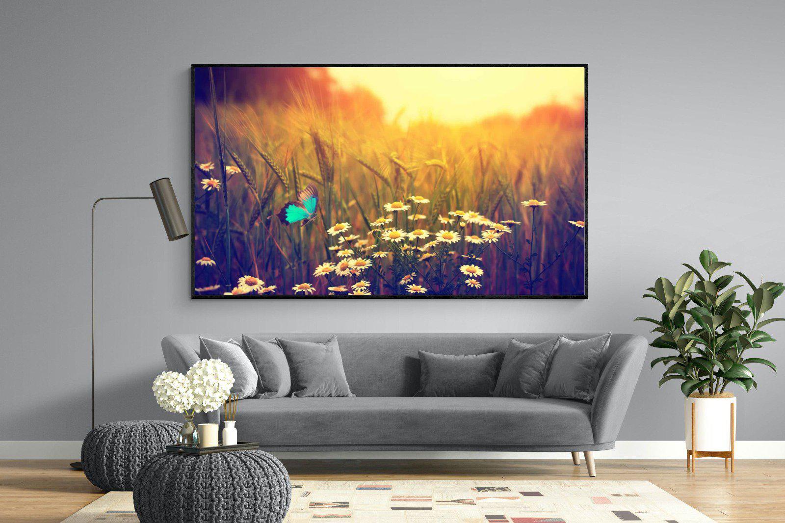 Daisy Flutter-Wall_Art-220 x 130cm-Mounted Canvas-Black-Pixalot