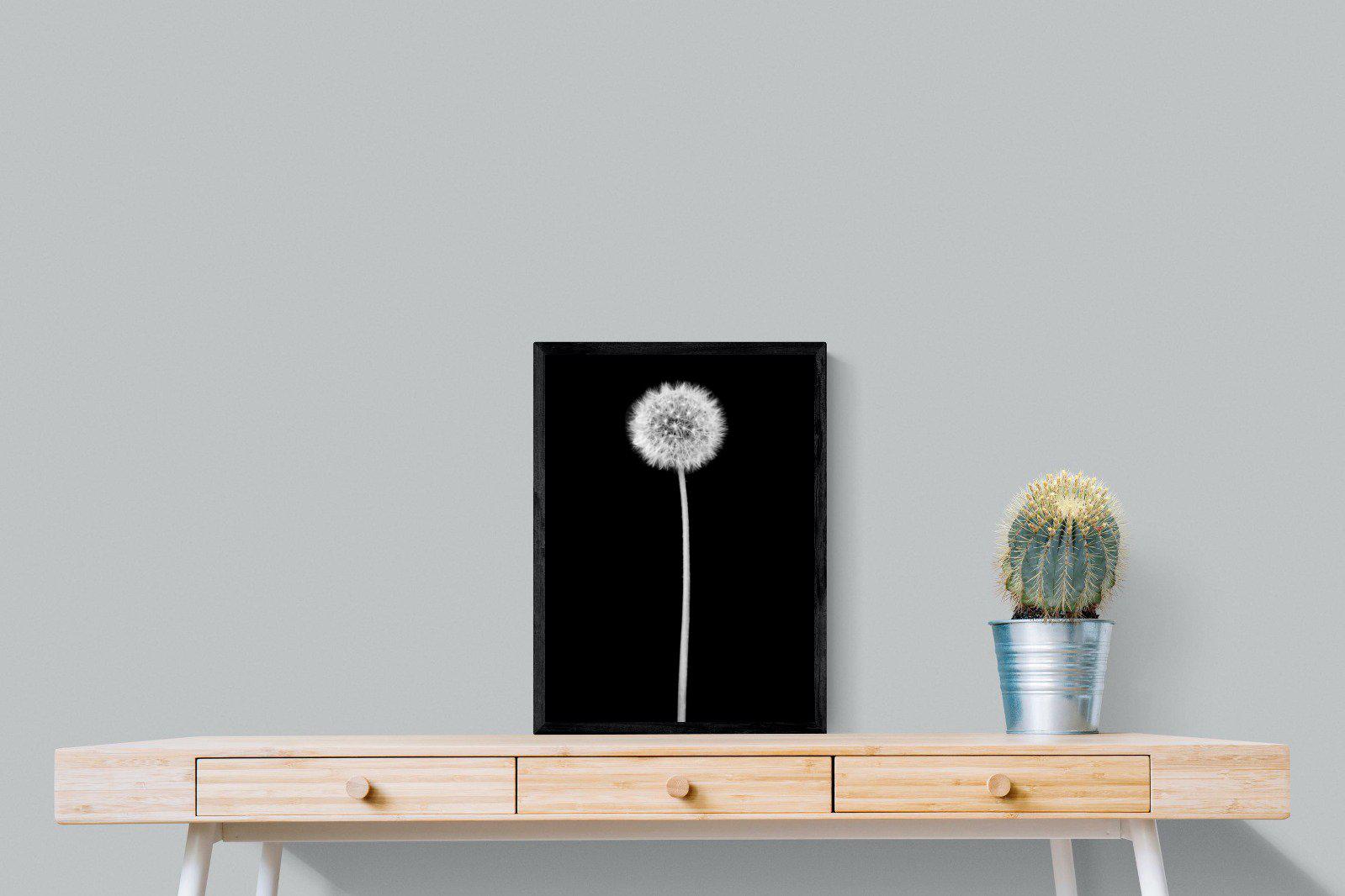 Dandelion Noir-Wall_Art-45 x 60cm-Mounted Canvas-Black-Pixalot