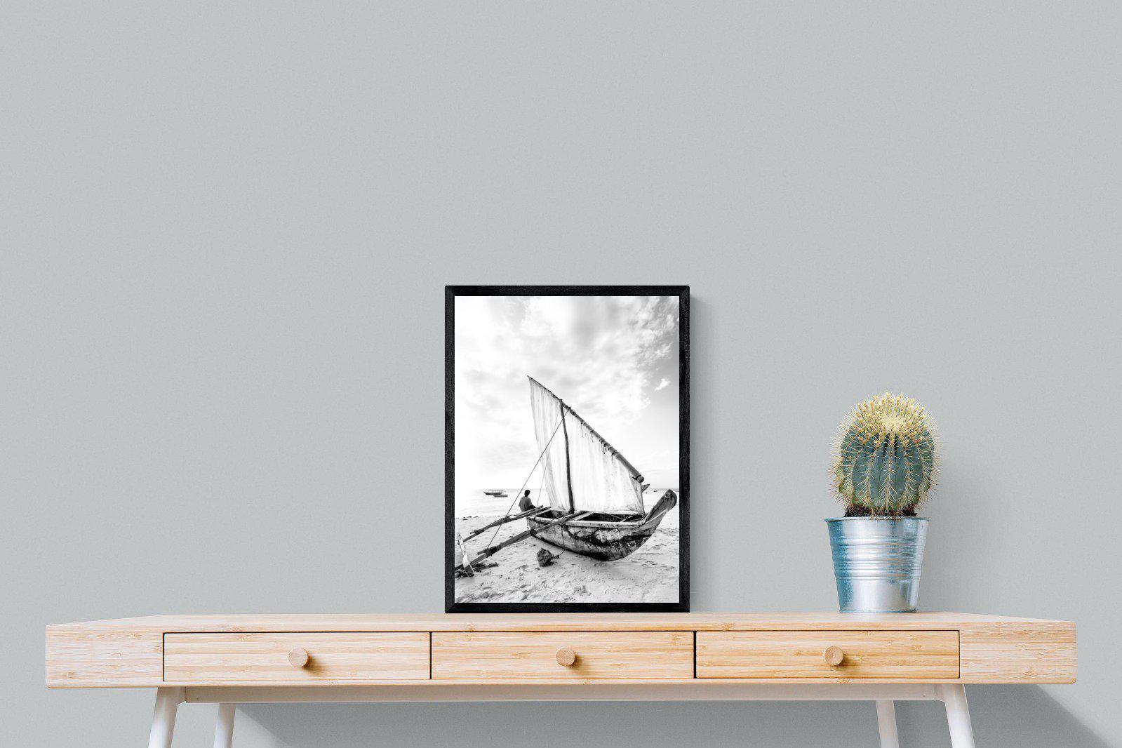 Dhow-Wall_Art-45 x 60cm-Mounted Canvas-Black-Pixalot