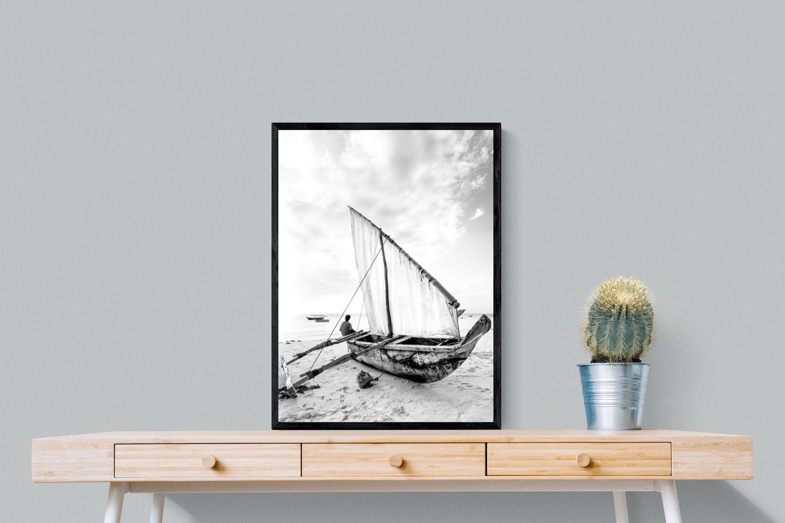 Dhow-Wall_Art-60 x 80cm-Mounted Canvas-Black-Pixalot