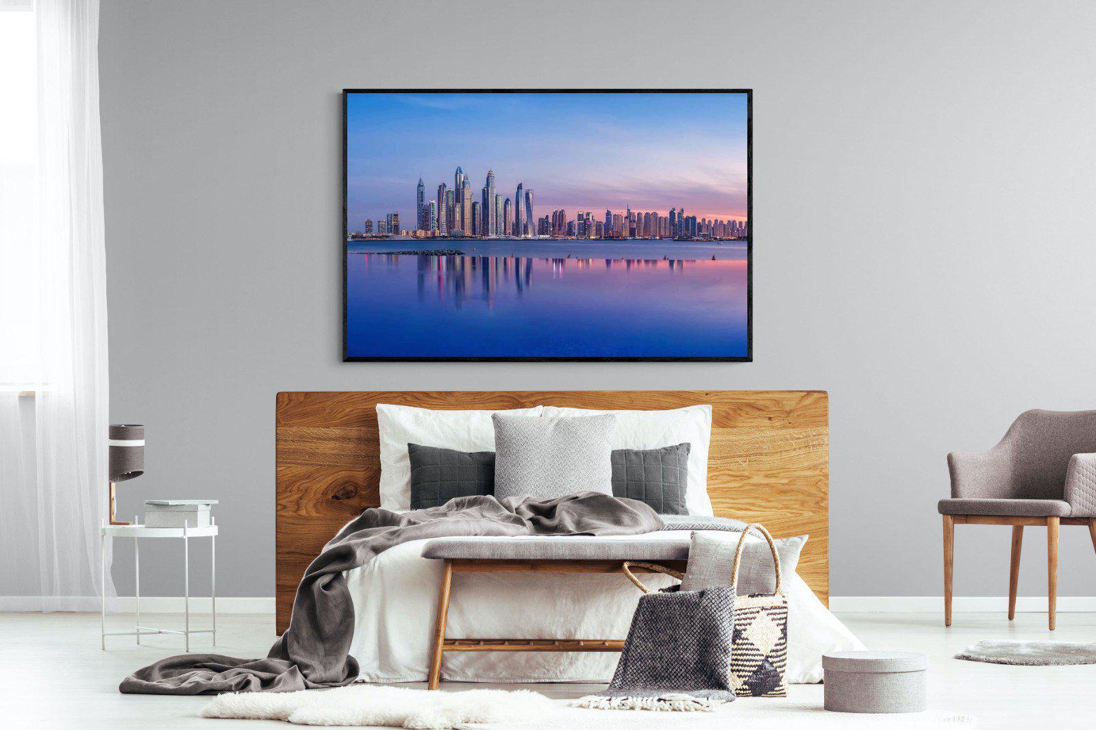 Dubai Skyline-Wall_Art-150 x 100cm-Mounted Canvas-Black-Pixalot