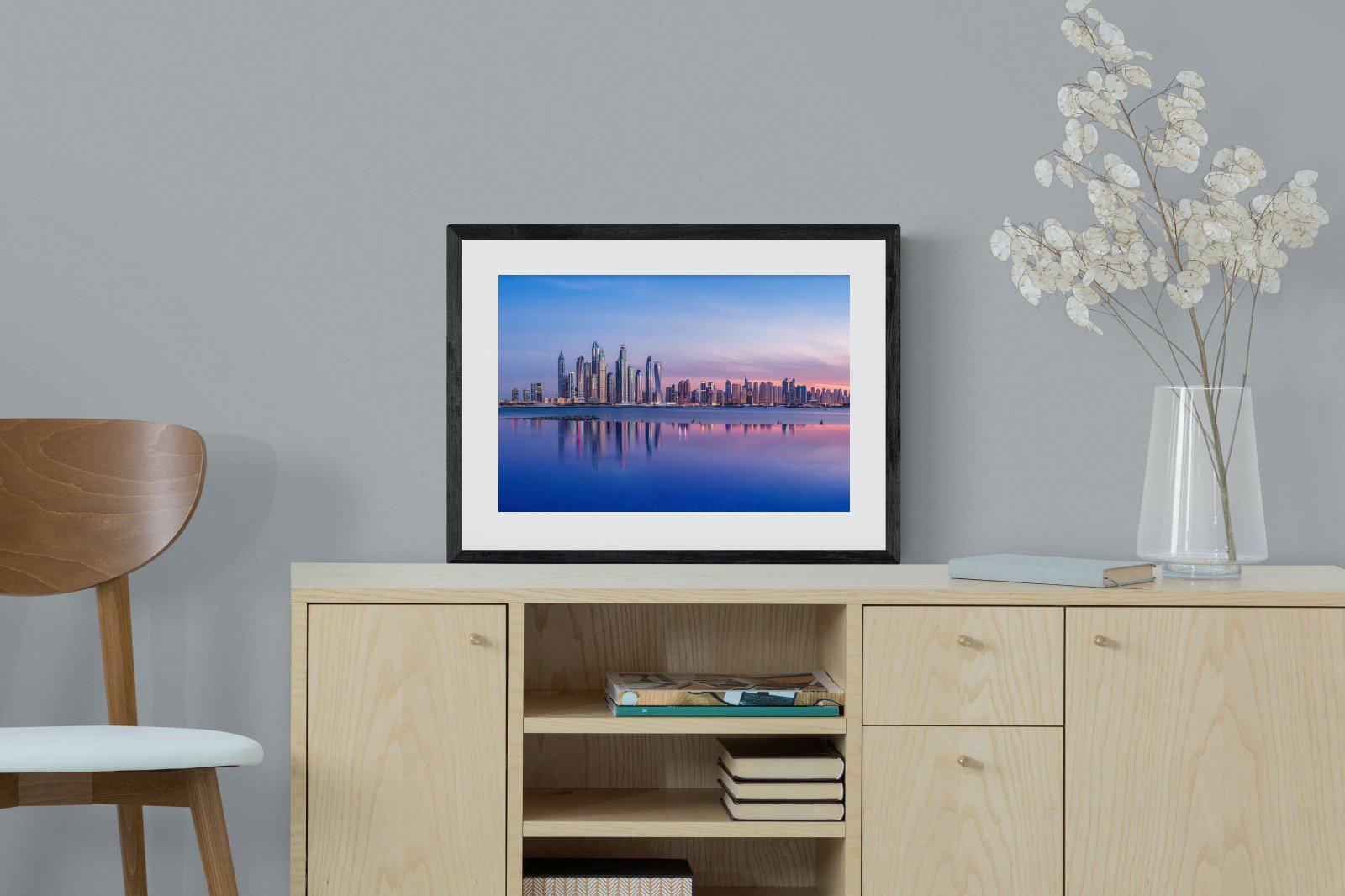 Dubai Skyline-Wall_Art-60 x 45cm-Framed Print-Black-Pixalot