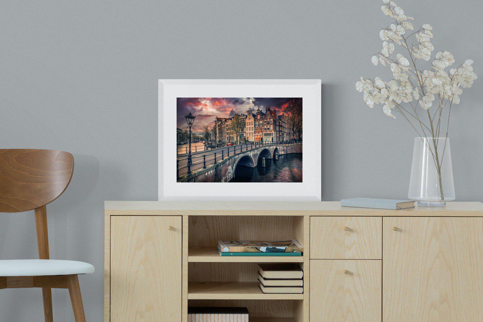 Dusky Amsterdam-Wall_Art-60 x 45cm-Framed Print-White-Pixalot