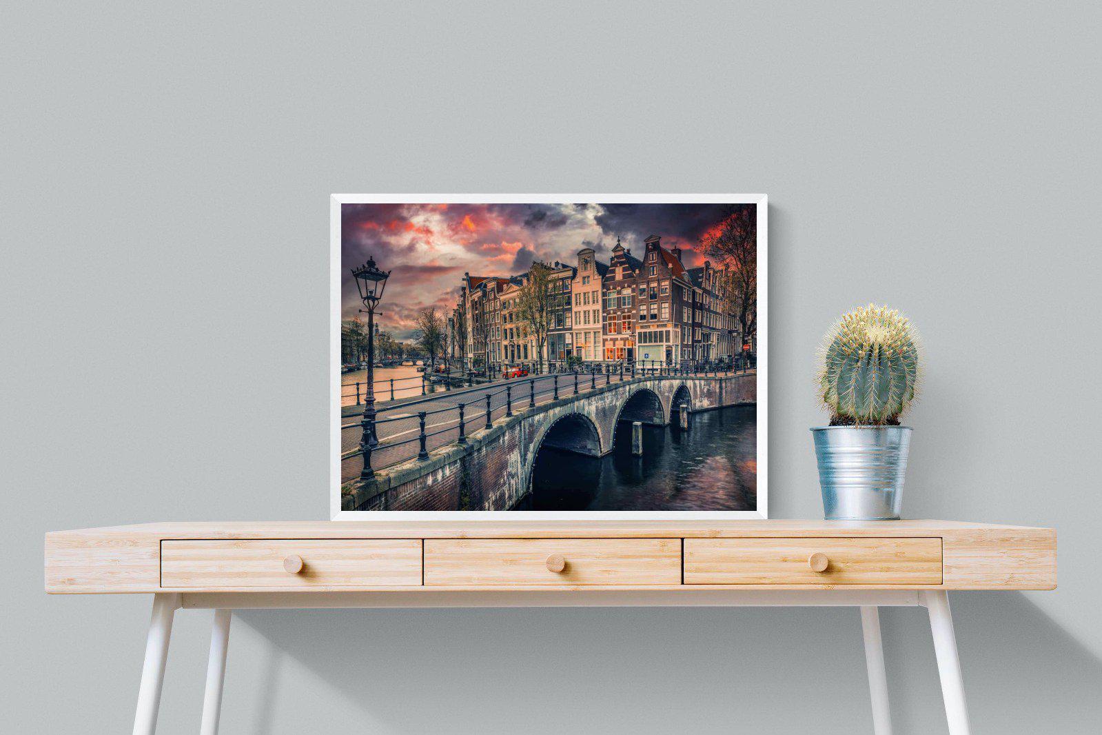 Dusky Amsterdam-Wall_Art-80 x 60cm-Mounted Canvas-White-Pixalot