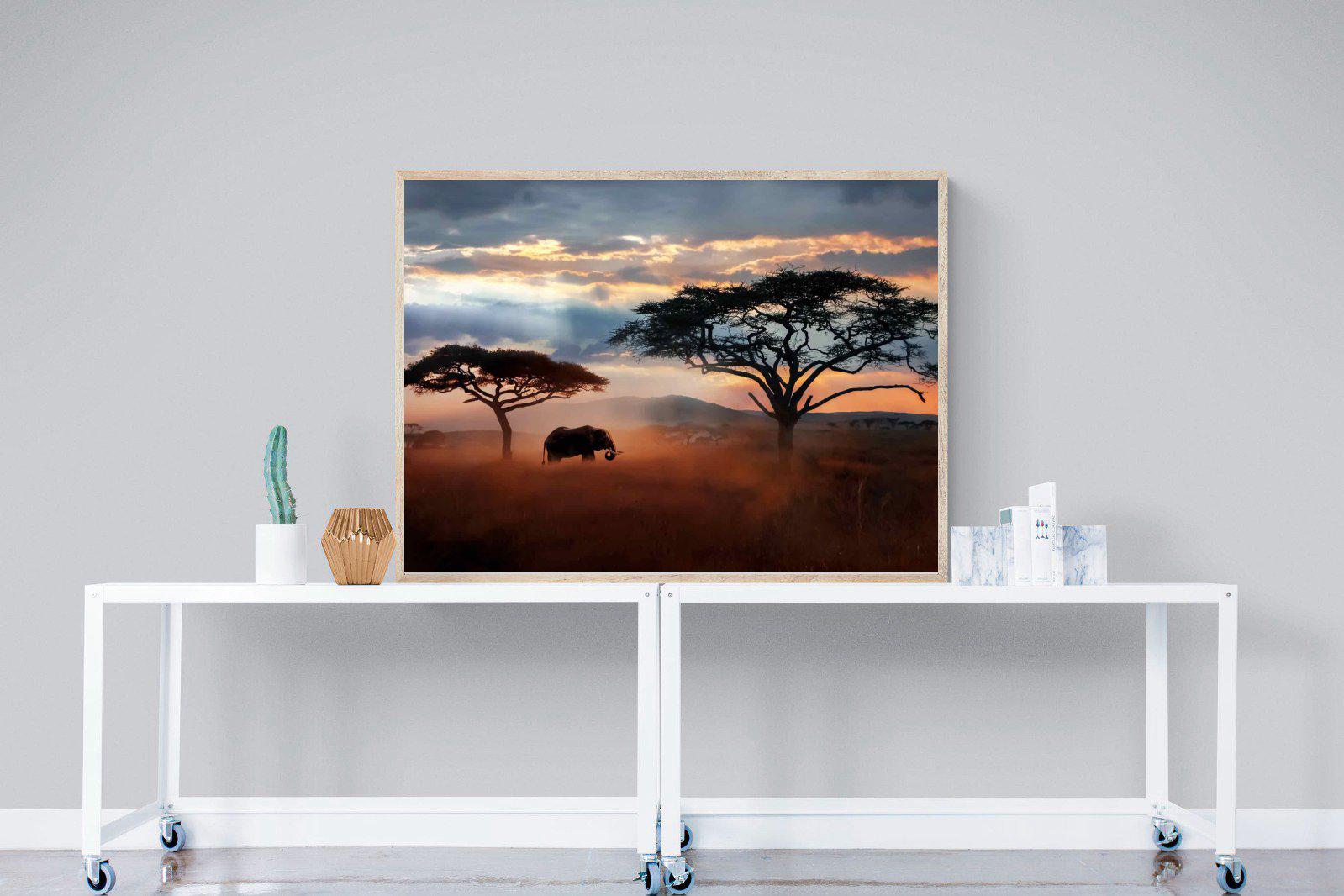 Ele at Dusk-Wall_Art-120 x 90cm-Mounted Canvas-Wood-Pixalot