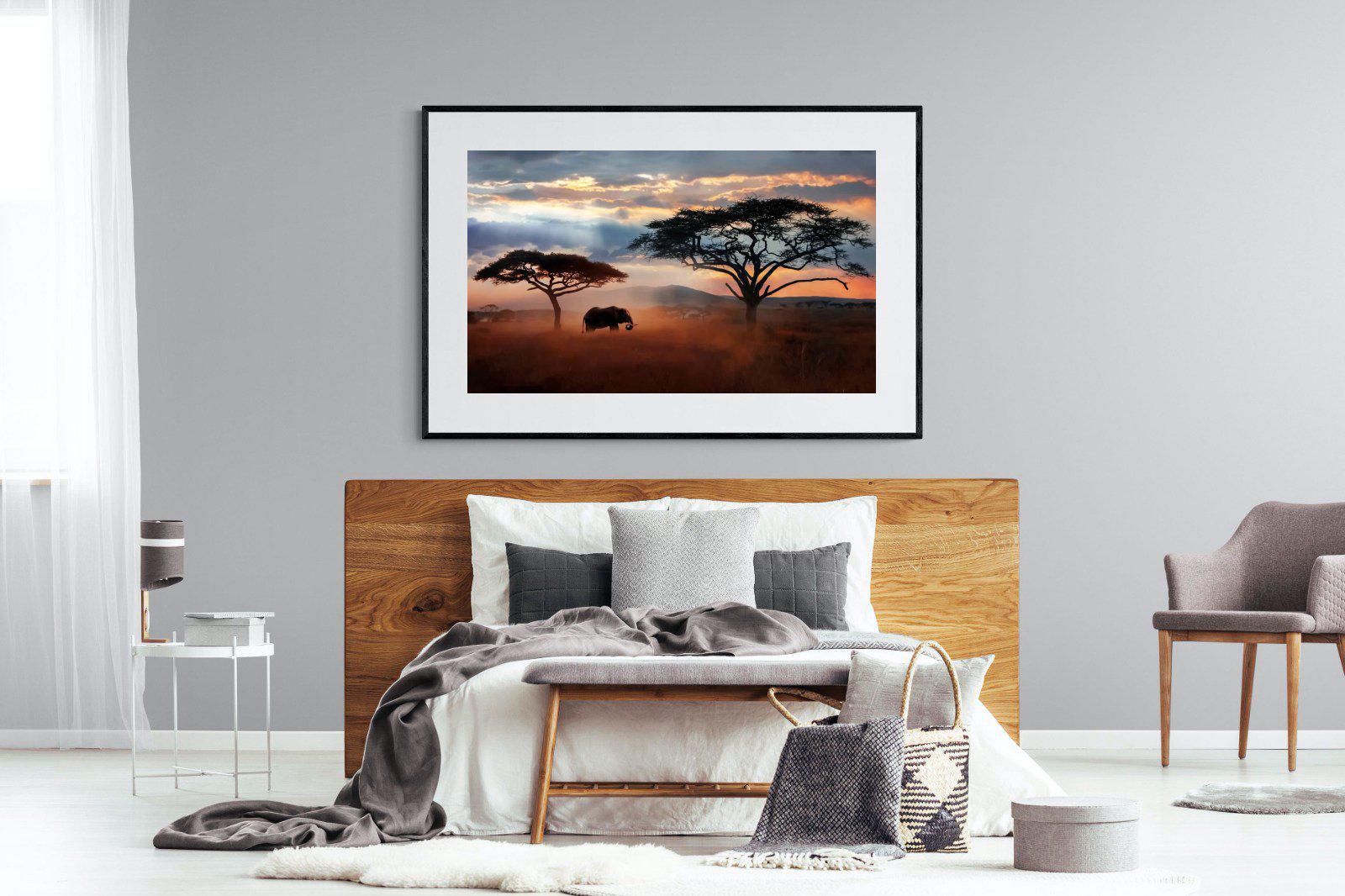 Ele at Dusk-Wall_Art-150 x 100cm-Framed Print-Black-Pixalot