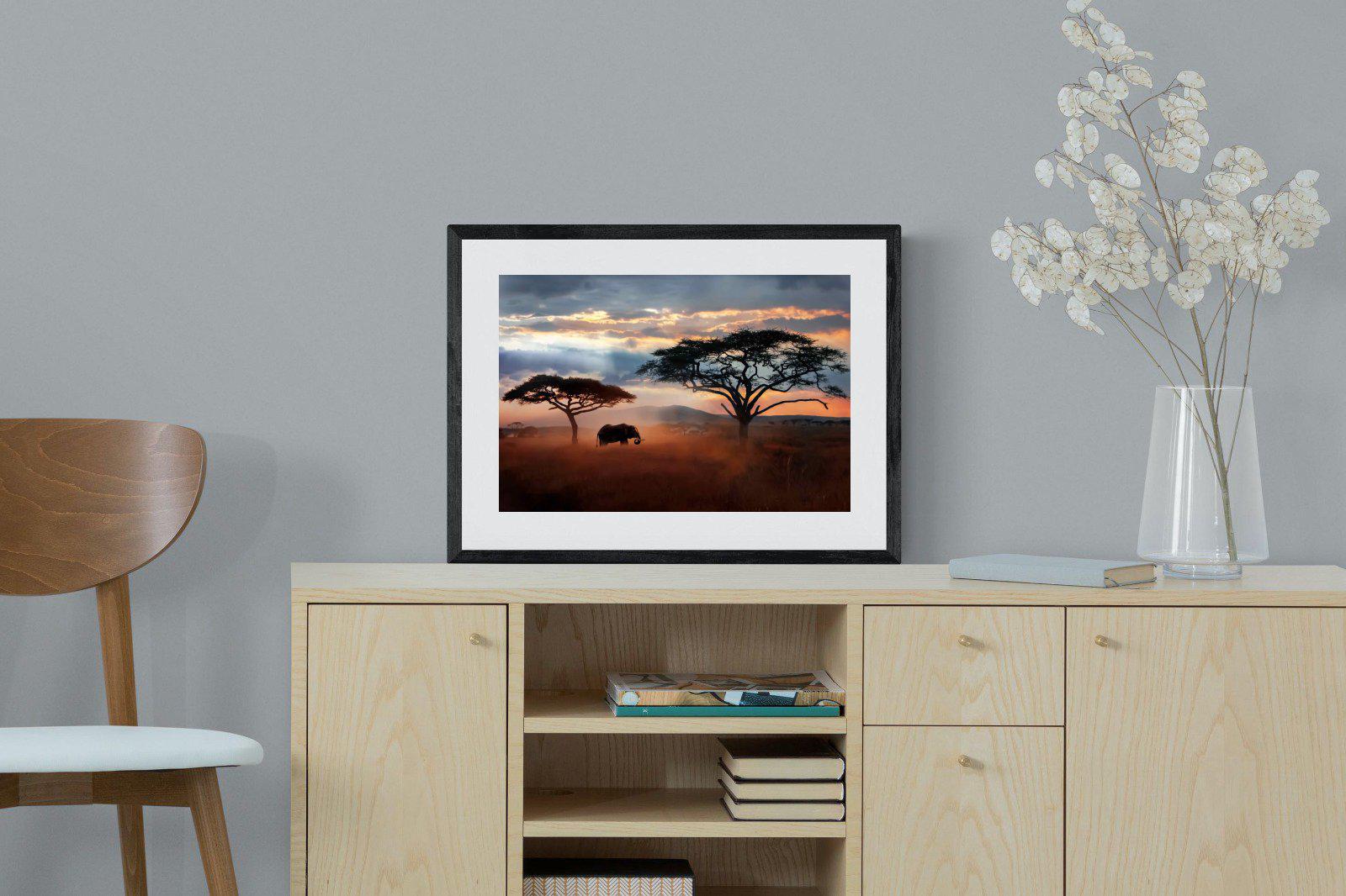 Ele at Dusk-Wall_Art-60 x 45cm-Framed Print-Black-Pixalot