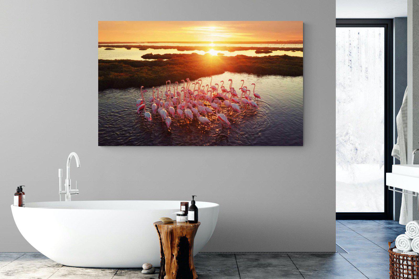 Flamingos-Wall_Art-180 x 110cm-Mounted Canvas-No Frame-Pixalot