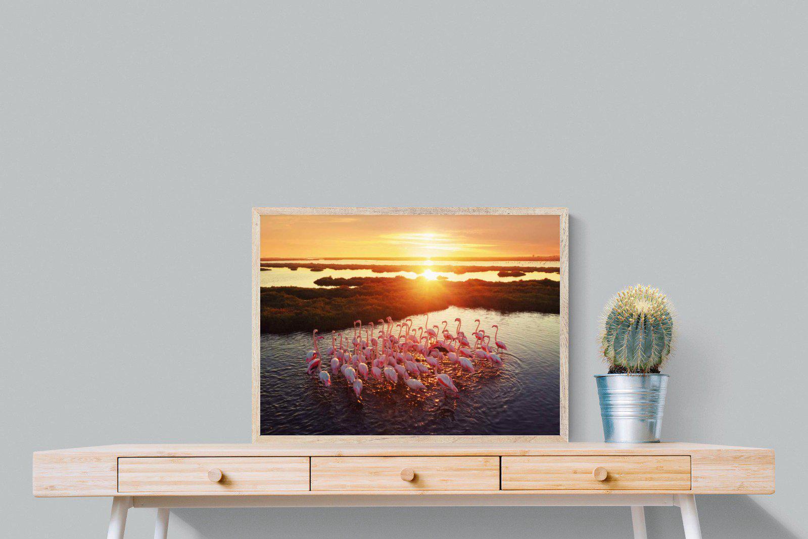 Flamingos-Wall_Art-80 x 60cm-Mounted Canvas-Wood-Pixalot