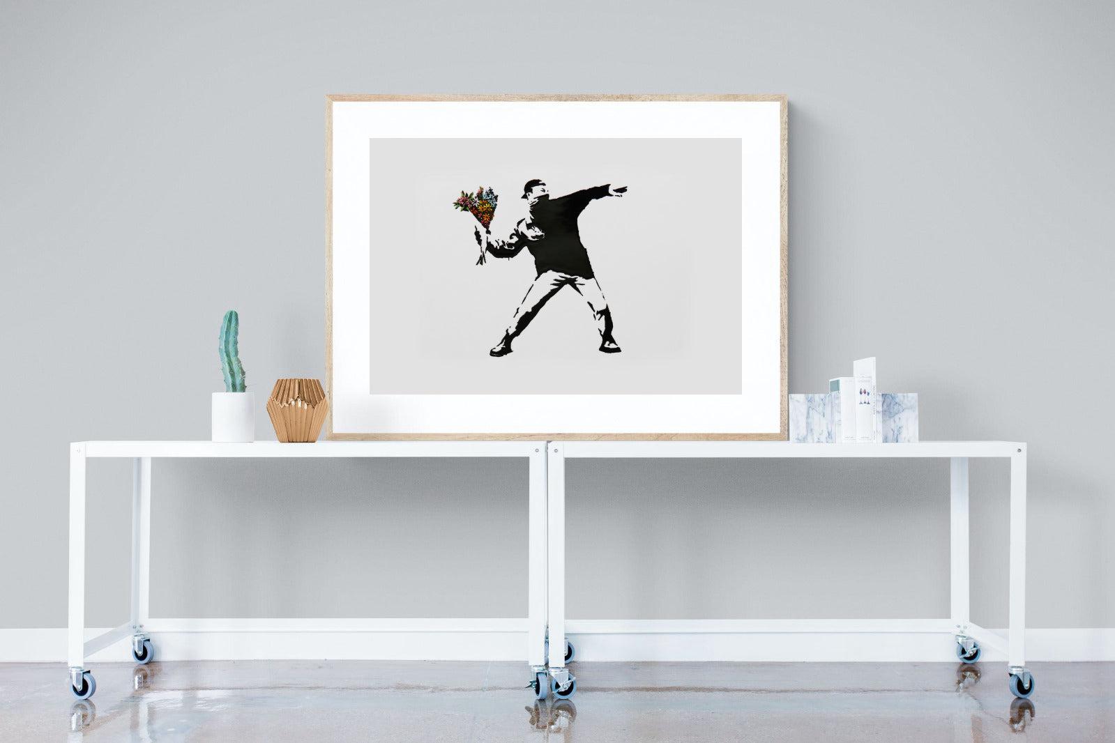 Flower Thrower-Wall_Art-120 x 90cm-Framed Print-Wood-Pixalot