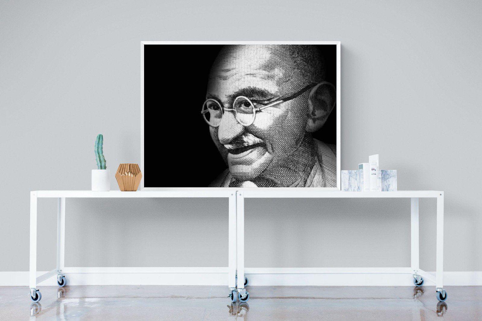 Ghandi-Wall_Art-120 x 90cm-Mounted Canvas-White-Pixalot