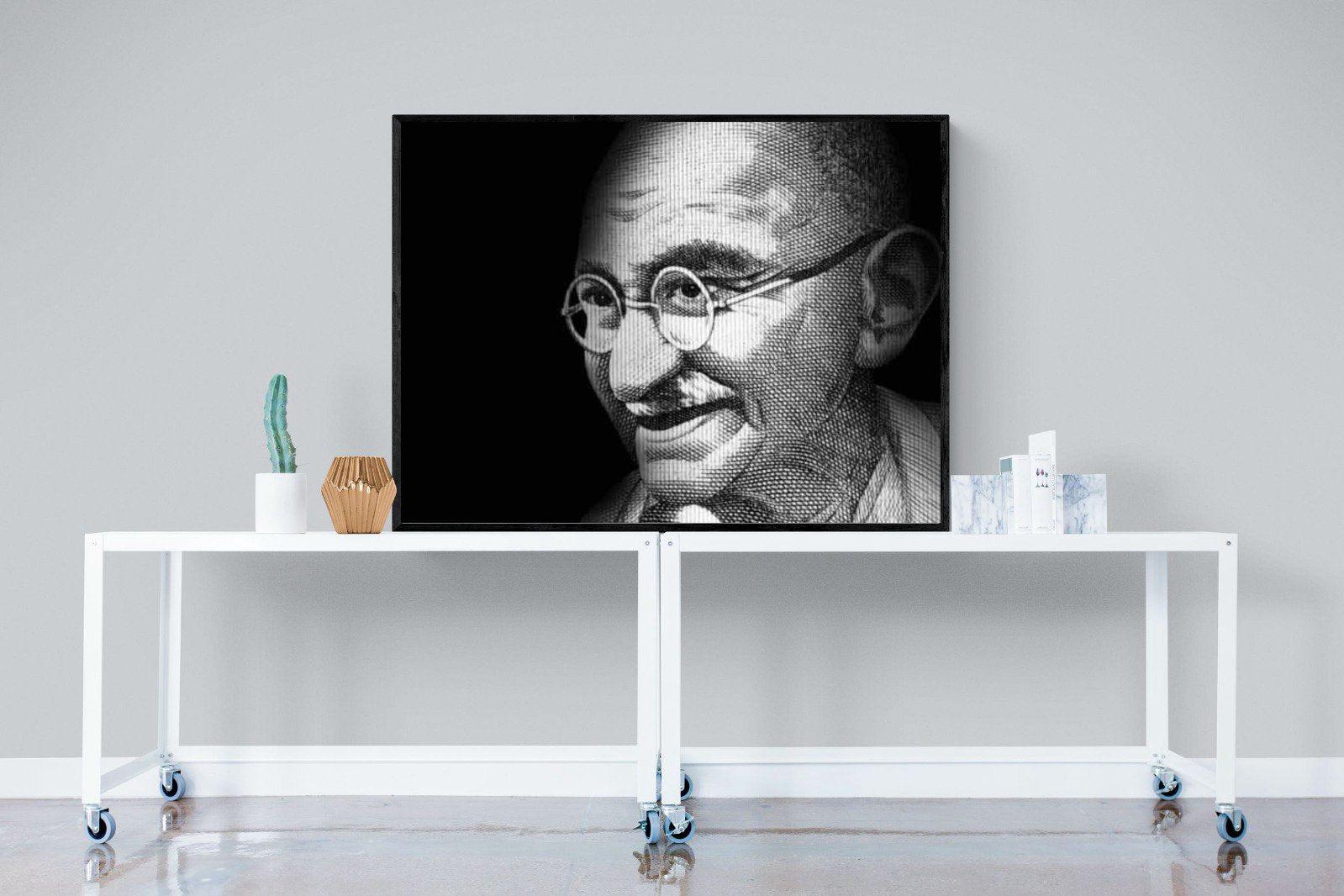 Ghandi-Wall_Art-120 x 90cm-Mounted Canvas-Black-Pixalot