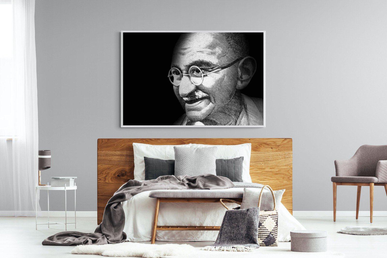 Ghandi-Wall_Art-150 x 100cm-Mounted Canvas-White-Pixalot