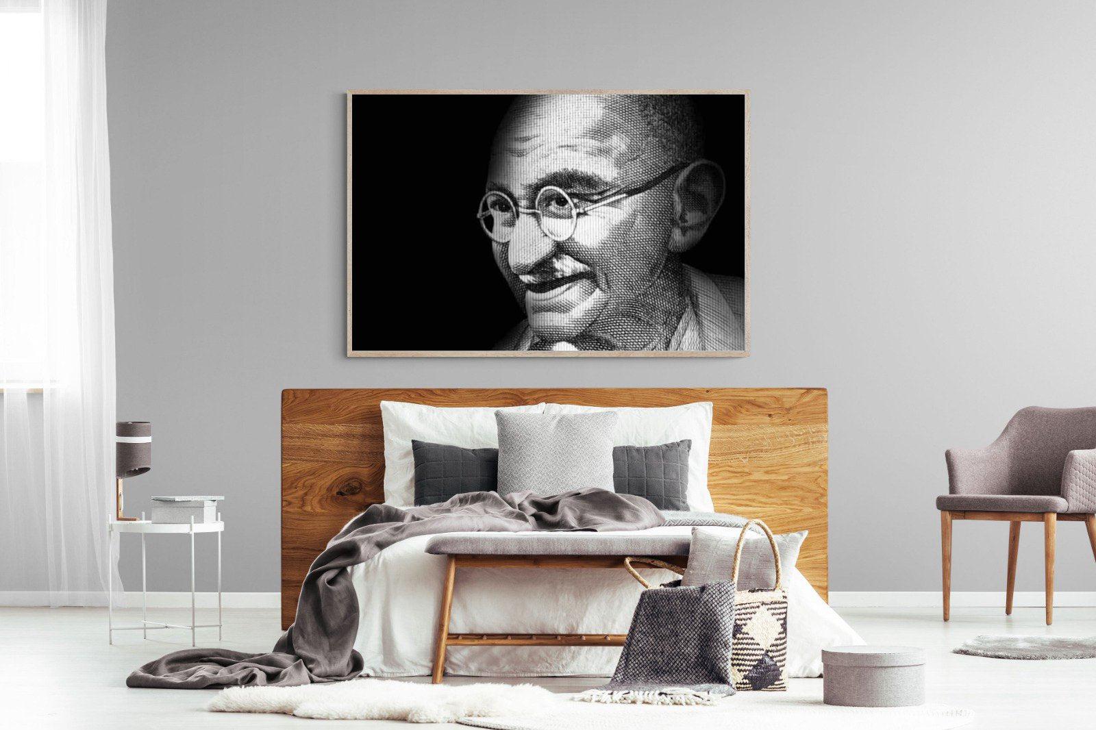 Ghandi-Wall_Art-150 x 100cm-Mounted Canvas-Wood-Pixalot