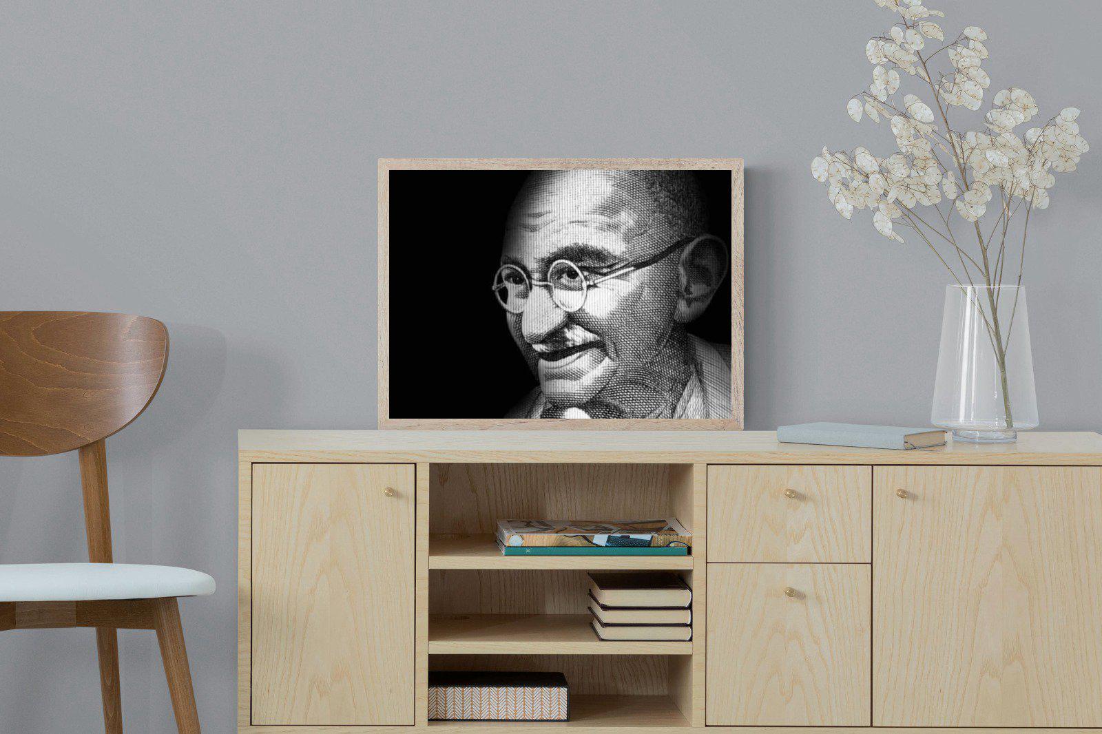 Ghandi-Wall_Art-60 x 45cm-Mounted Canvas-Wood-Pixalot