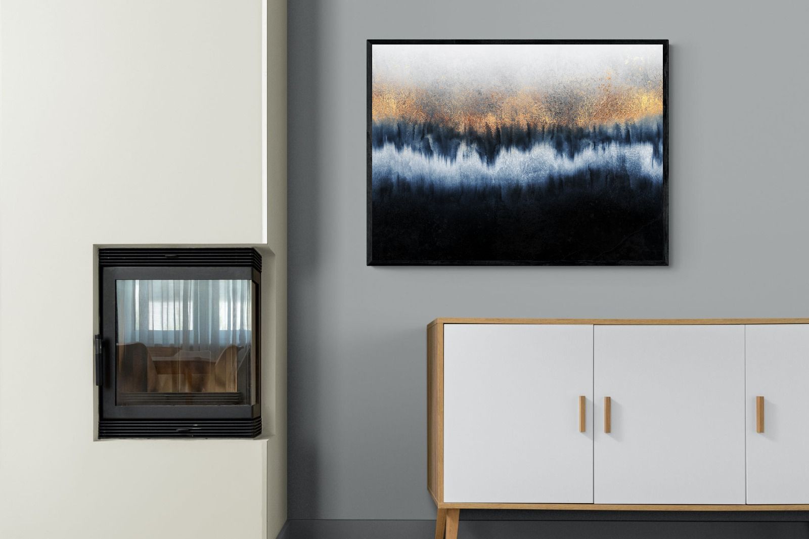 Golden Horizon-Wall_Art-100 x 75cm-Mounted Canvas-Black-Pixalot