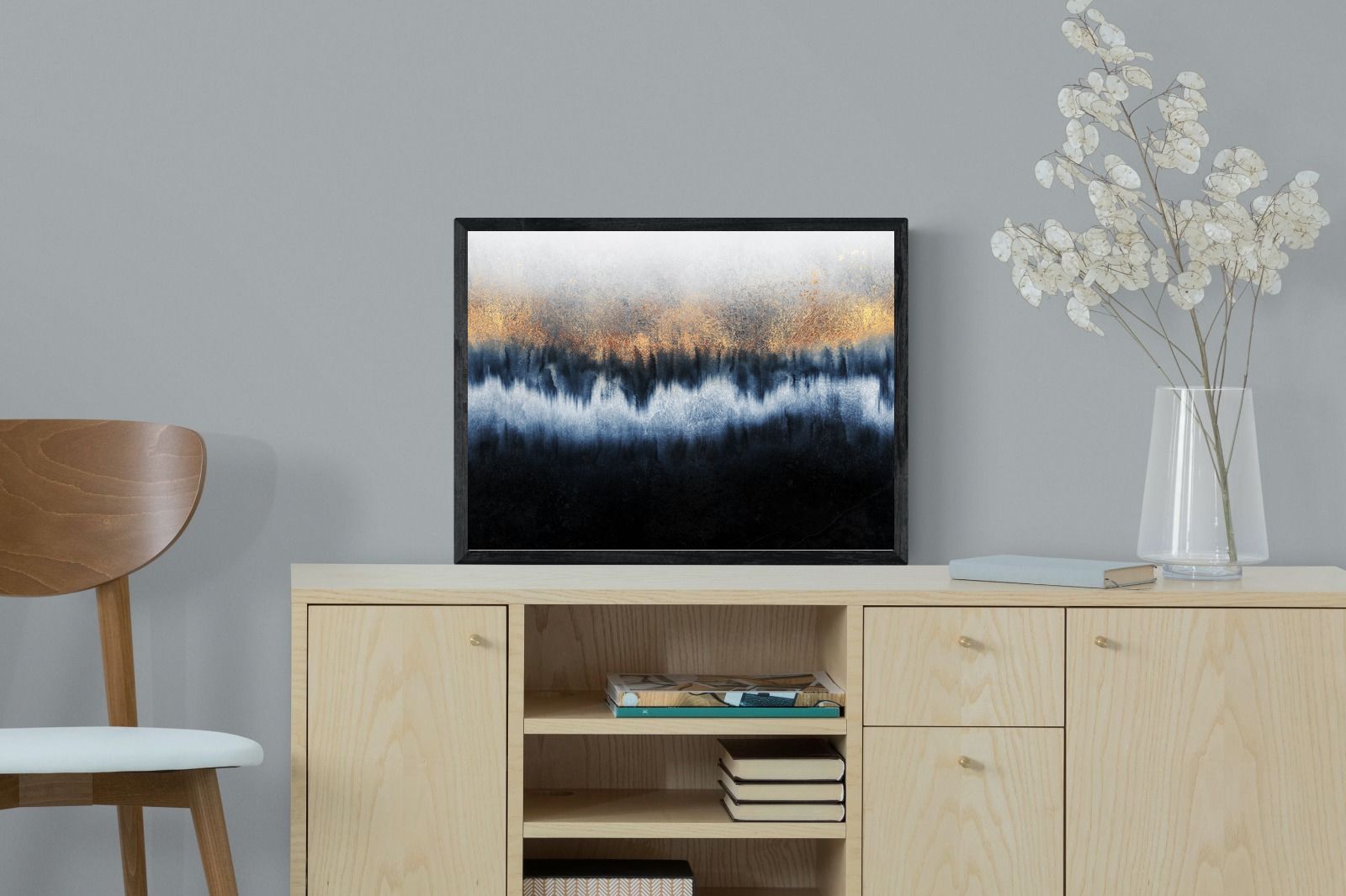 Golden Horizon-Wall_Art-60 x 45cm-Mounted Canvas-Black-Pixalot