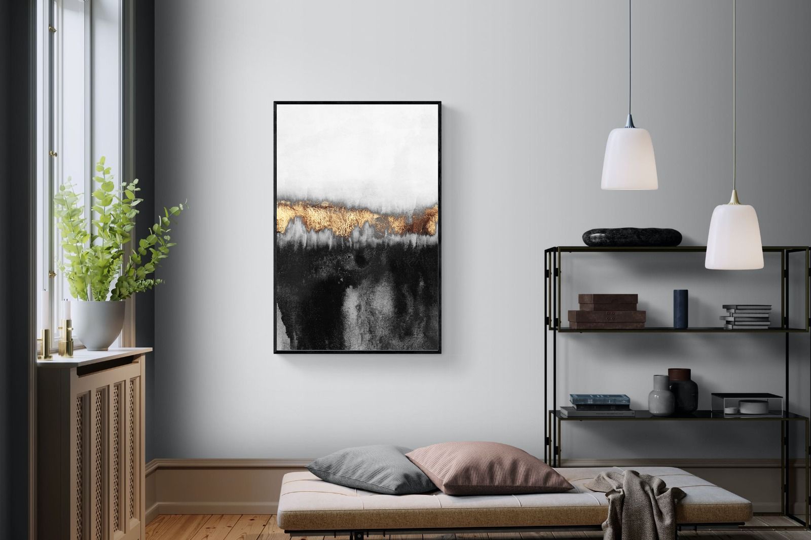 Golden Precipice-Wall_Art-100 x 150cm-Mounted Canvas-Black-Pixalot