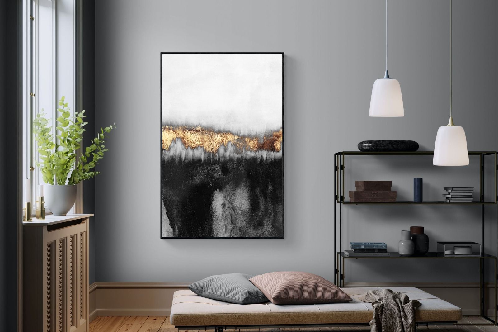 Golden Precipice-Wall_Art-120 x 180cm-Mounted Canvas-Black-Pixalot