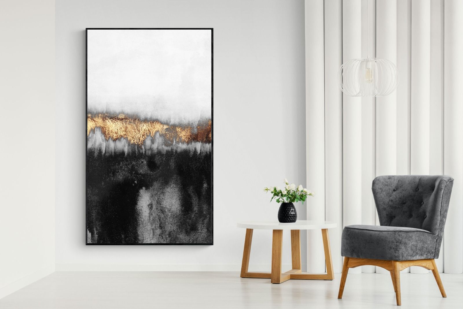 Golden Precipice-Wall_Art-130 x 220cm-Mounted Canvas-Black-Pixalot