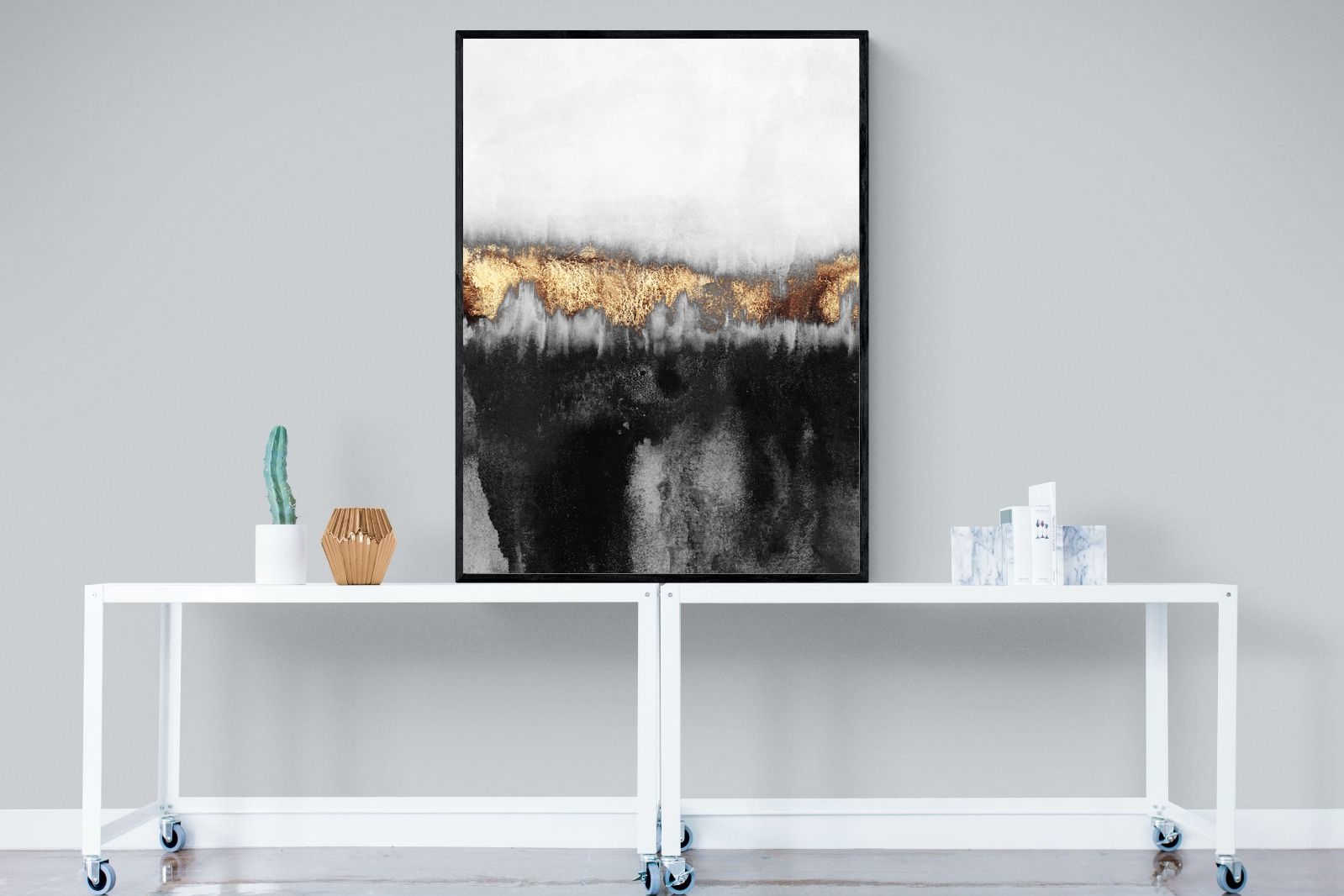 Golden Precipice-Wall_Art-90 x 120cm-Mounted Canvas-Black-Pixalot