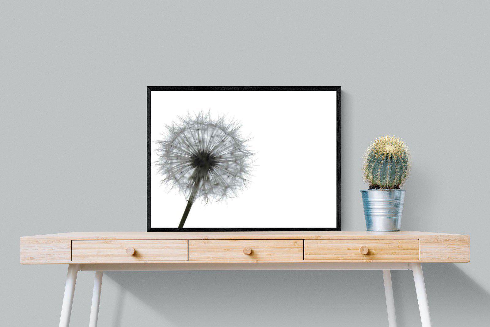 Grey Dandelion-Wall_Art-80 x 60cm-Mounted Canvas-Black-Pixalot