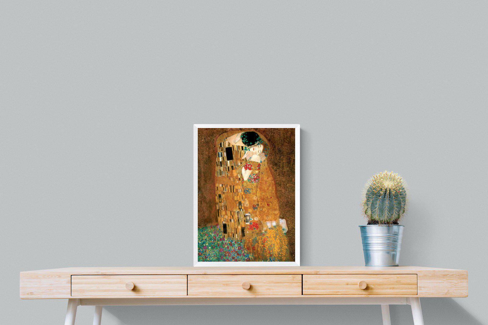 Gustav Klimt The Kiss-Wall_Art-45 x 60cm-Mounted Canvas-White-Pixalot