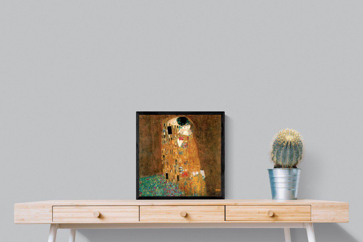 Gustav Klimt The Kiss-Wall_Art-50 x 50cm-Mounted Canvas-Black-Pixalot