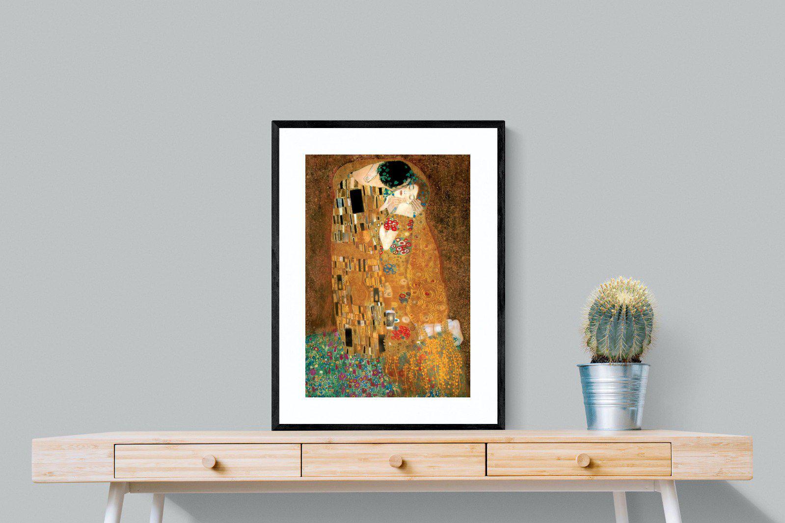 Gustav Klimt The Kiss-Wall_Art-60 x 80cm-Framed Print-Black-Pixalot