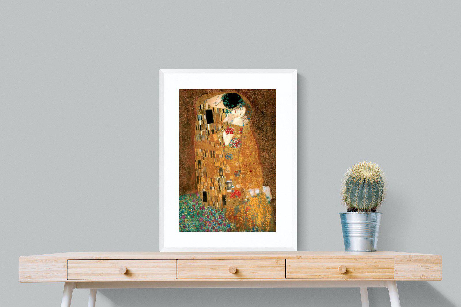 Gustav Klimt The Kiss-Wall_Art-60 x 80cm-Framed Print-White-Pixalot