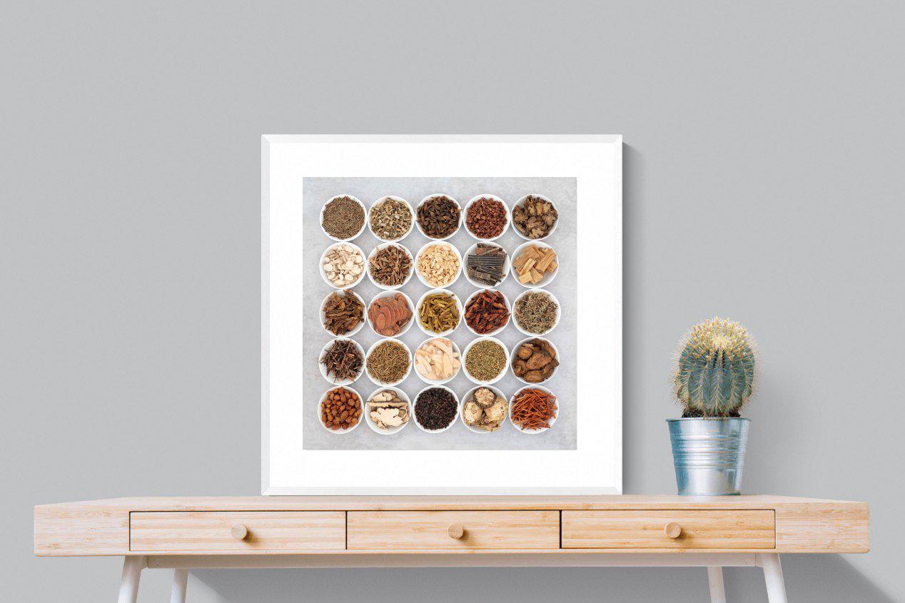 Herbal-Wall_Art-80 x 80cm-Framed Print-White-Pixalot