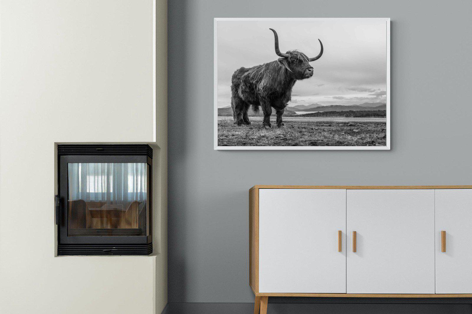 Highland Cow-Wall_Art-100 x 75cm-Mounted Canvas-White-Pixalot