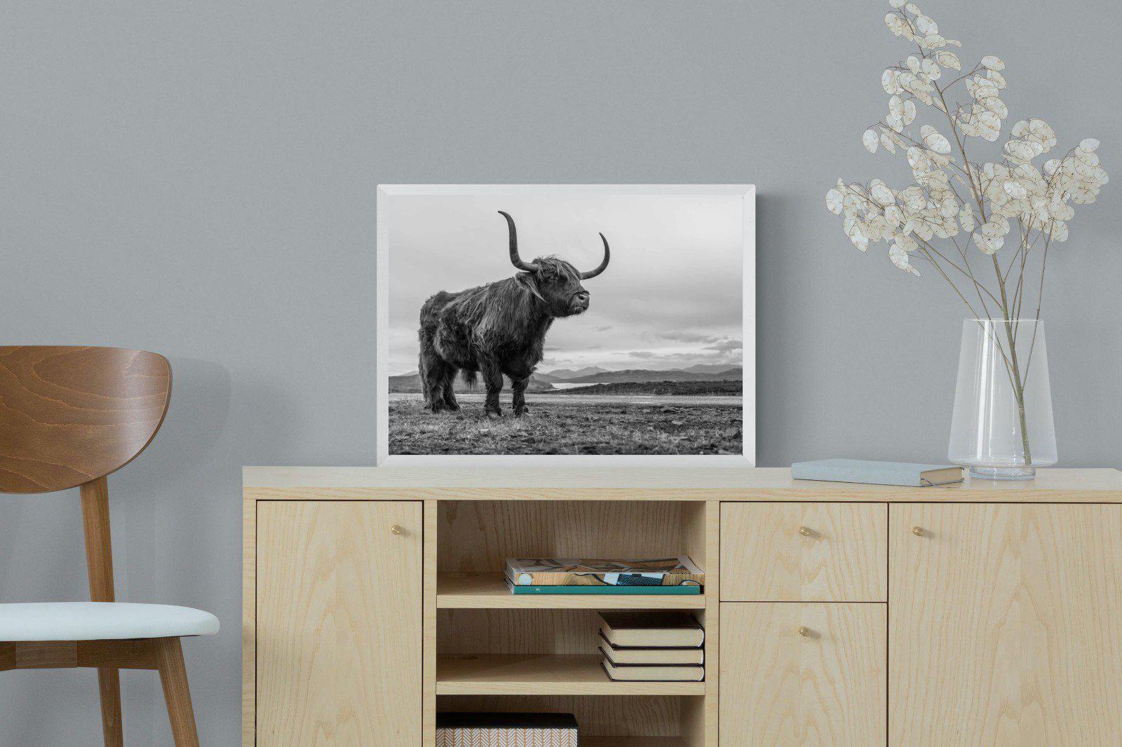 Highland Cow-Wall_Art-60 x 45cm-Mounted Canvas-White-Pixalot