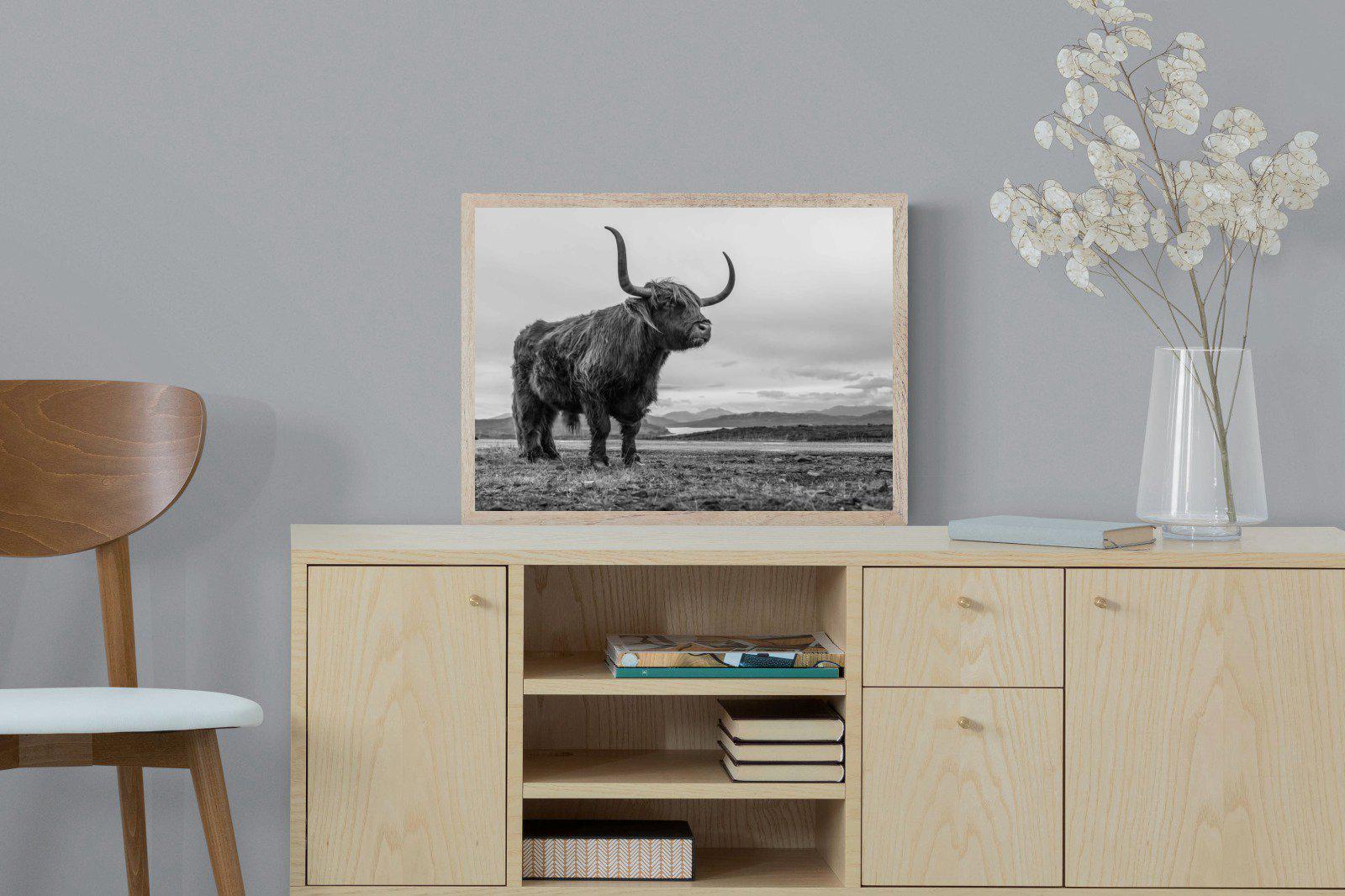 Highland Cow-Wall_Art-60 x 45cm-Mounted Canvas-Wood-Pixalot