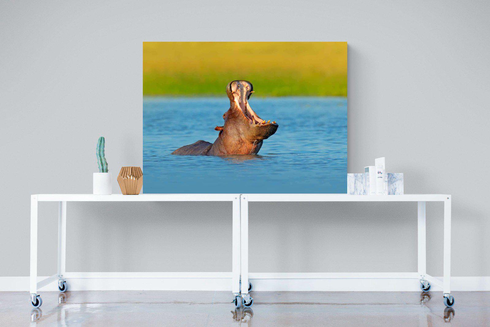 Hippo-Wall_Art-120 x 90cm-Mounted Canvas-No Frame-Pixalot