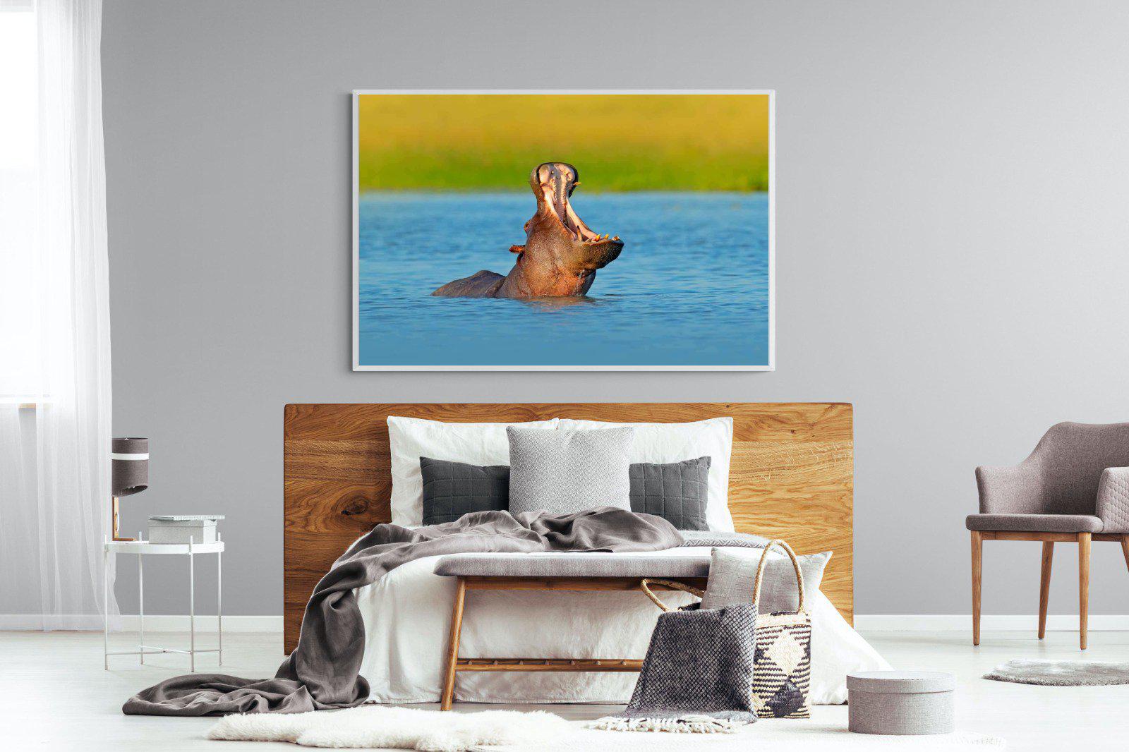 Hippo-Wall_Art-150 x 100cm-Mounted Canvas-White-Pixalot