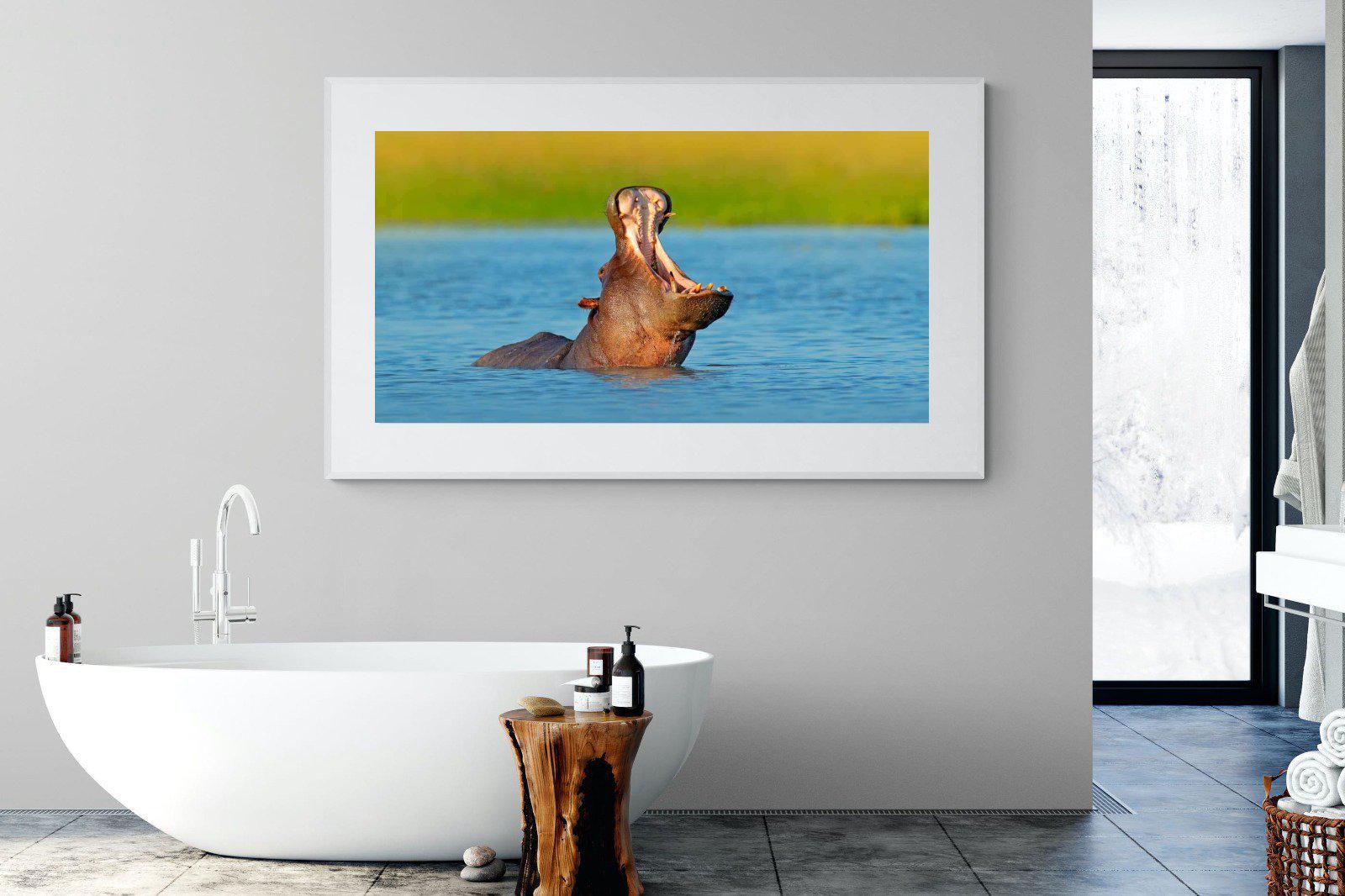 Hippo-Wall_Art-180 x 110cm-Framed Print-White-Pixalot