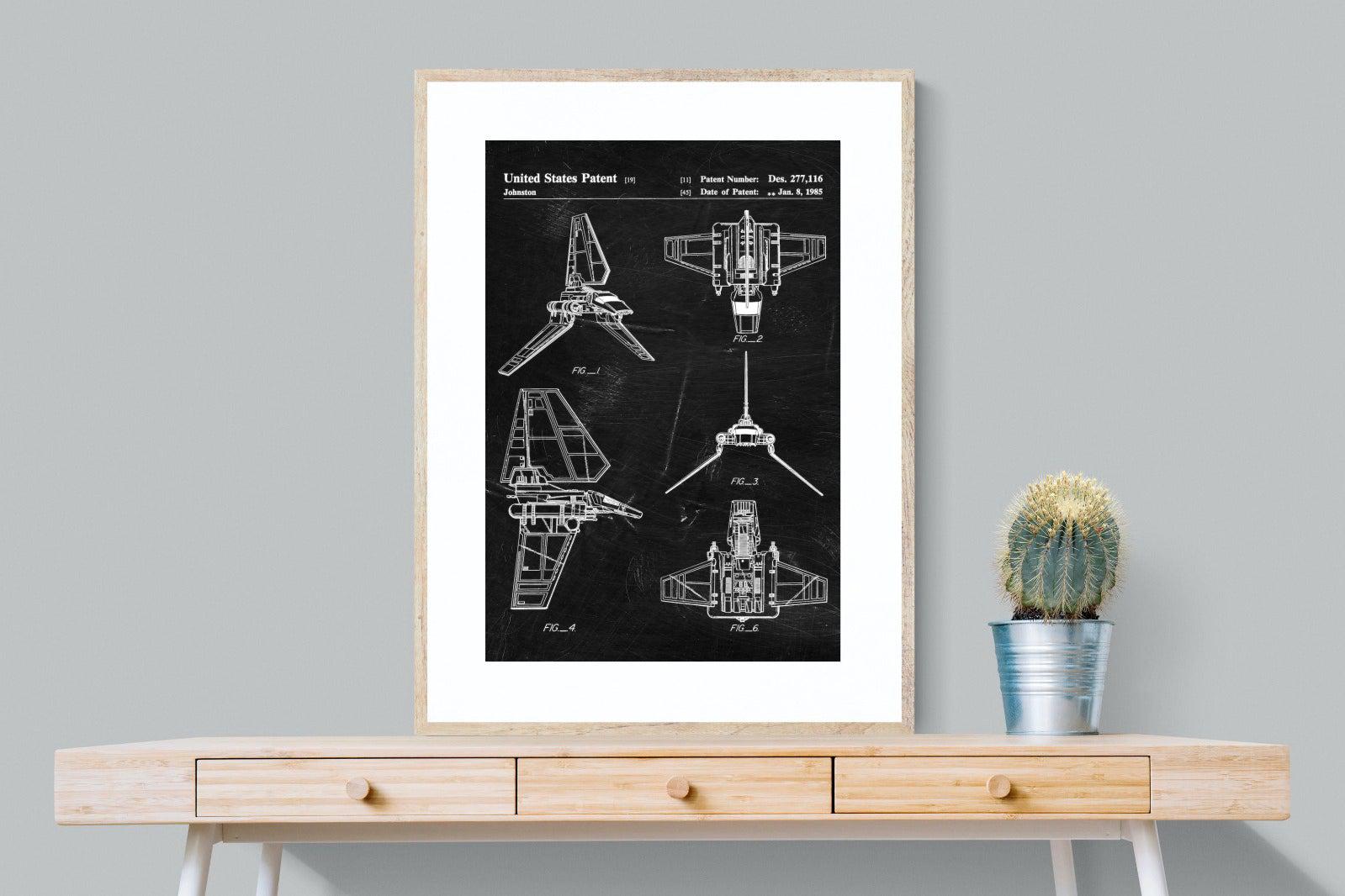 Imperial Shuttle Blueprint-Wall_Art-75 x 100cm-Framed Print-Wood-Pixalot