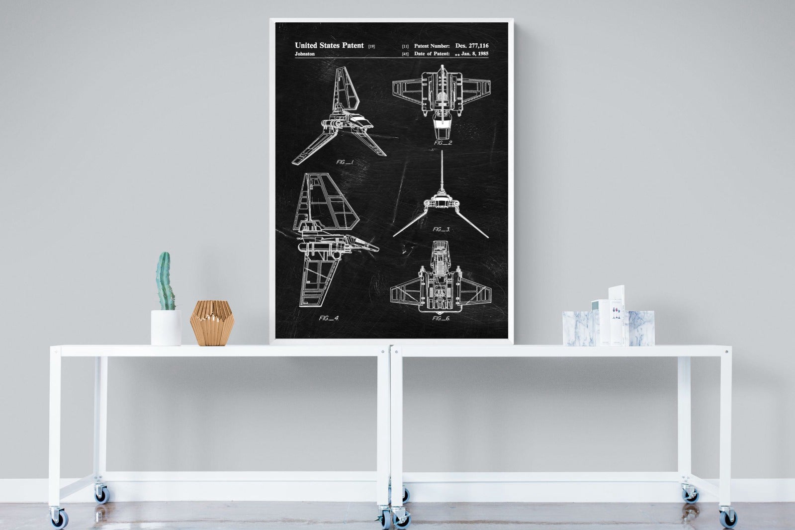 Imperial Shuttle Blueprint-Wall_Art-90 x 120cm-Mounted Canvas-White-Pixalot