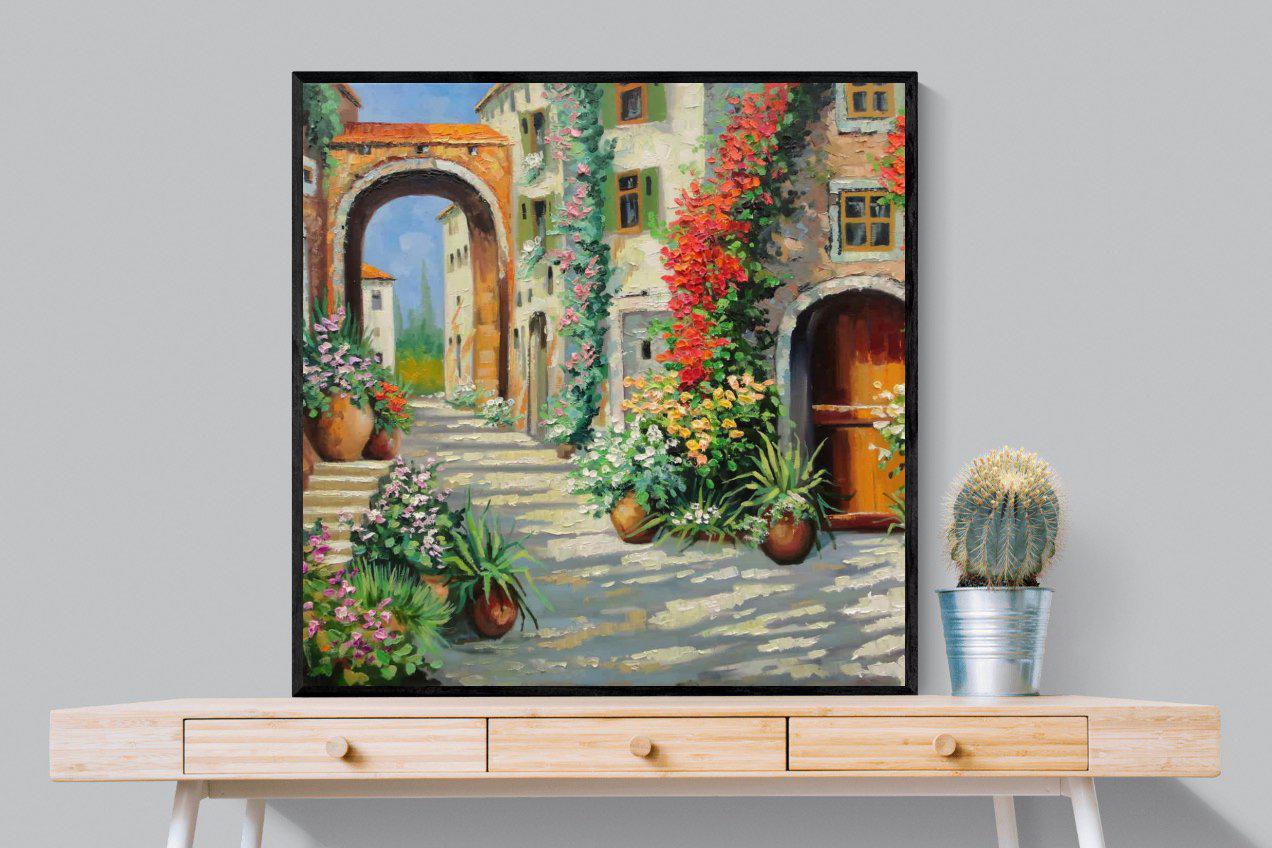 Italian Oil-Wall_Art-100 x 100cm-Mounted Canvas-Black-Pixalot