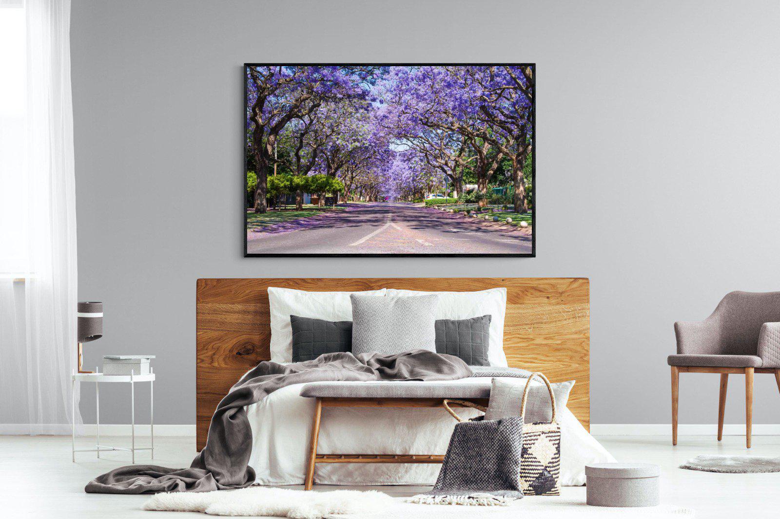 Jacaranda-Wall_Art-150 x 100cm-Mounted Canvas-Black-Pixalot