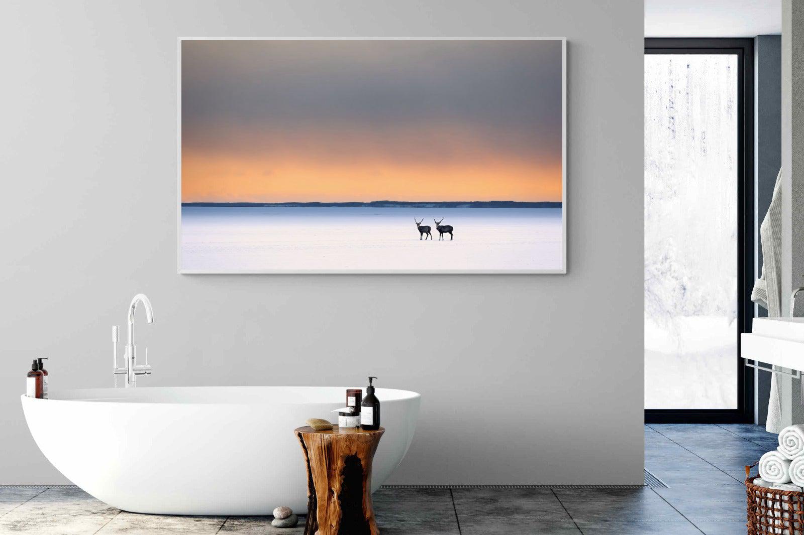 Japanese Deer-Wall_Art-180 x 110cm-Mounted Canvas-White-Pixalot