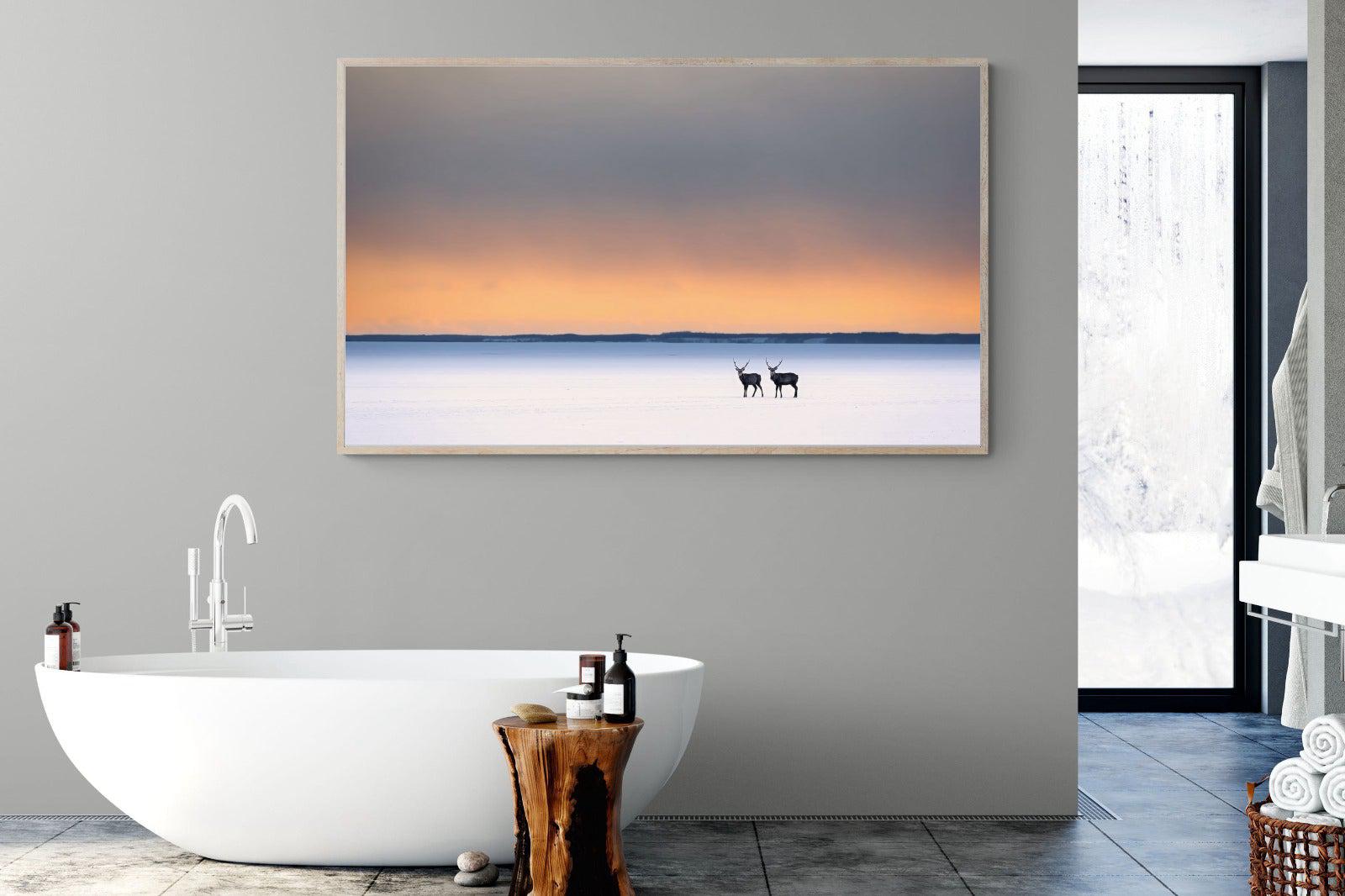 Japanese Deer-Wall_Art-180 x 110cm-Mounted Canvas-Wood-Pixalot