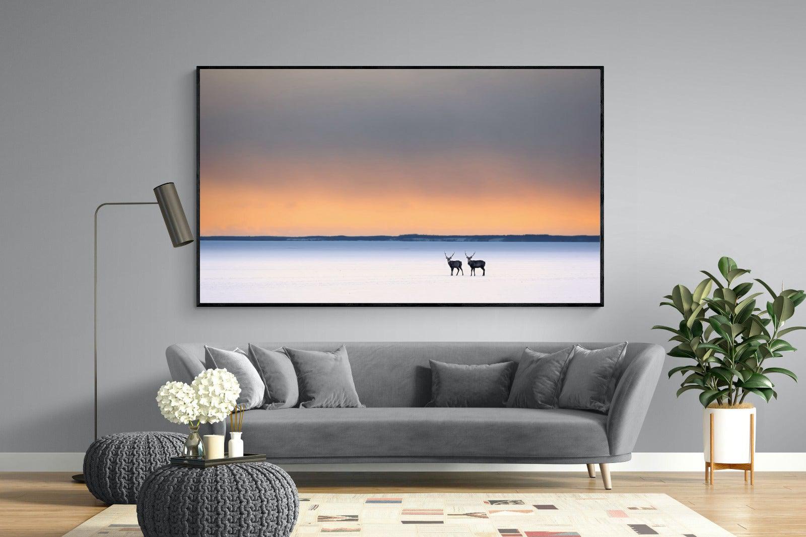 Japanese Deer-Wall_Art-220 x 130cm-Mounted Canvas-Black-Pixalot