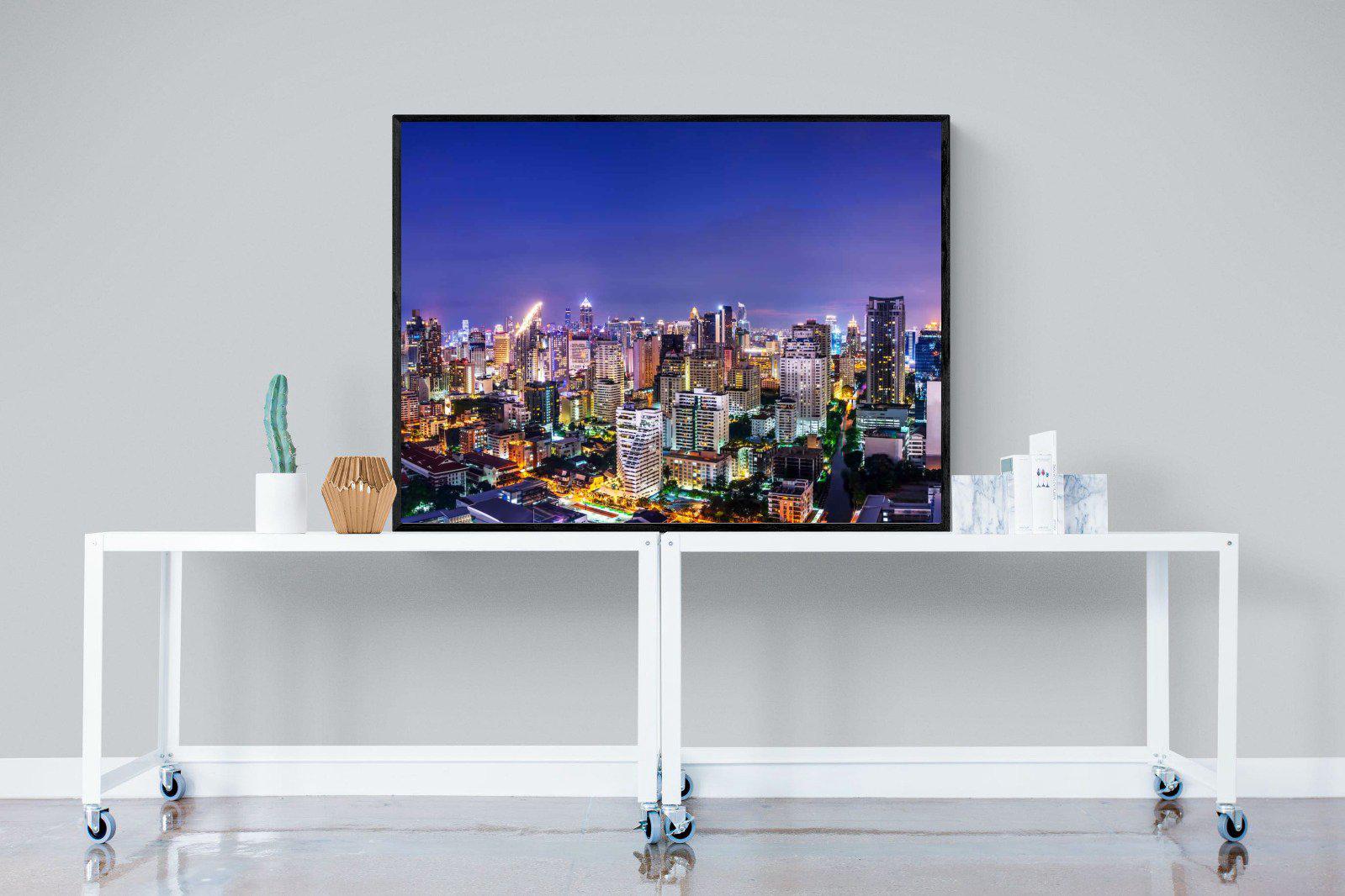 Joburg Lights-Wall_Art-120 x 90cm-Mounted Canvas-Black-Pixalot