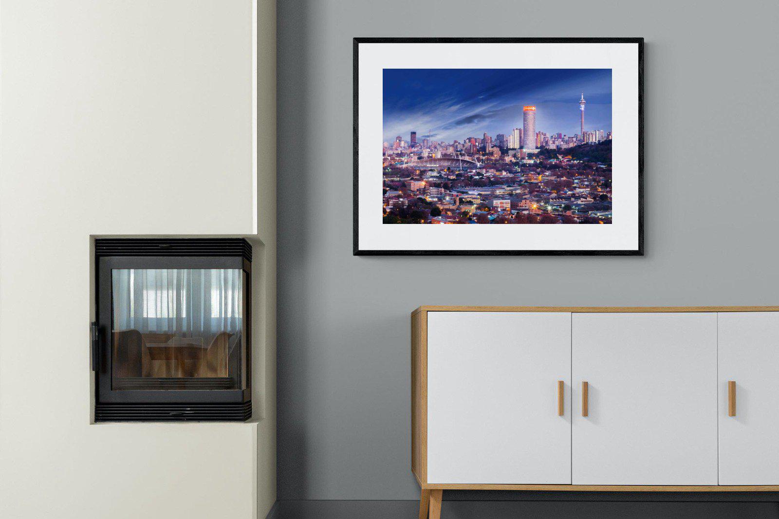 Johannesburg Panoramic-Wall_Art-100 x 75cm-Framed Print-Black-Pixalot