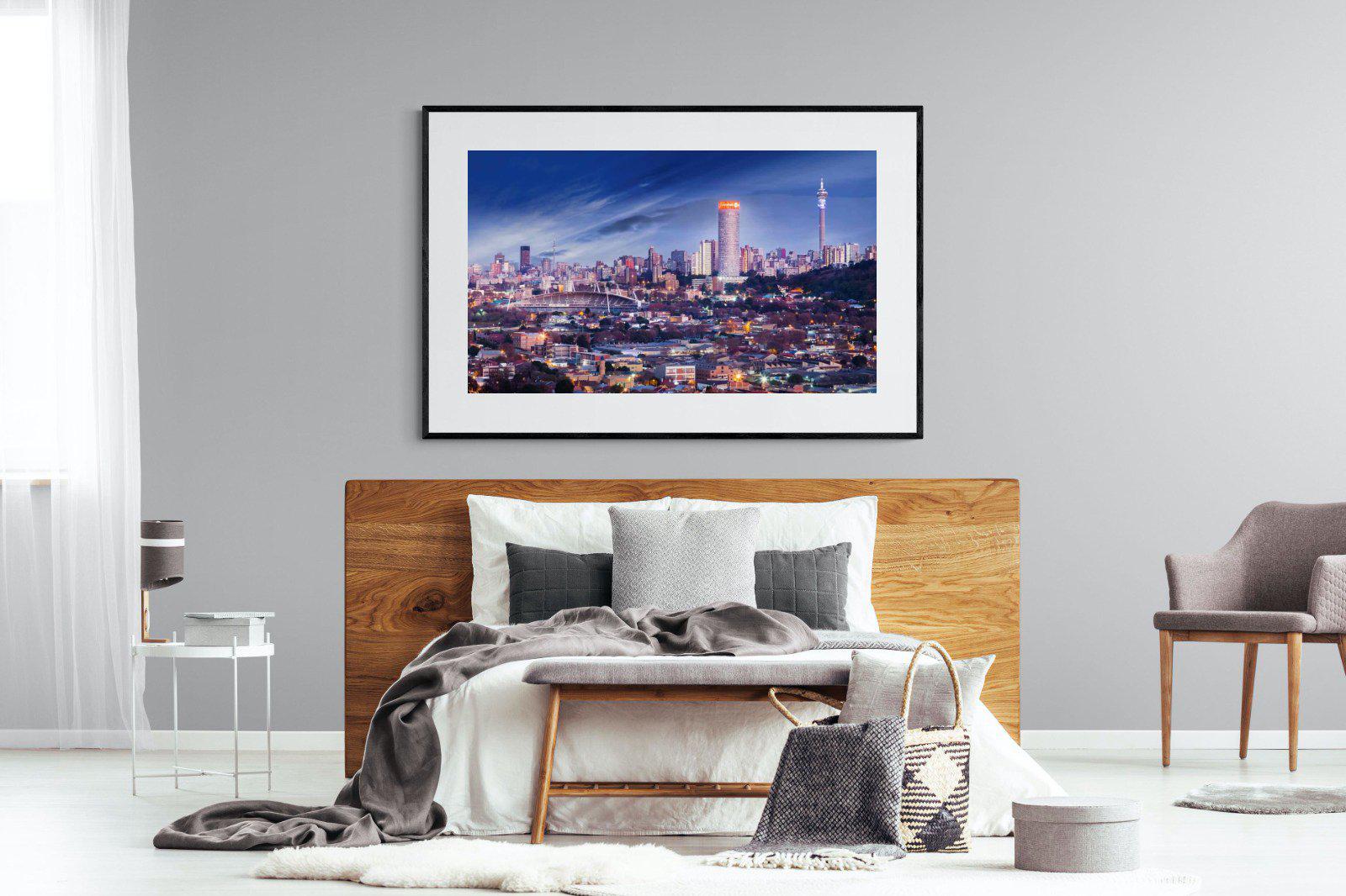 Johannesburg Panoramic-Wall_Art-150 x 100cm-Framed Print-Black-Pixalot