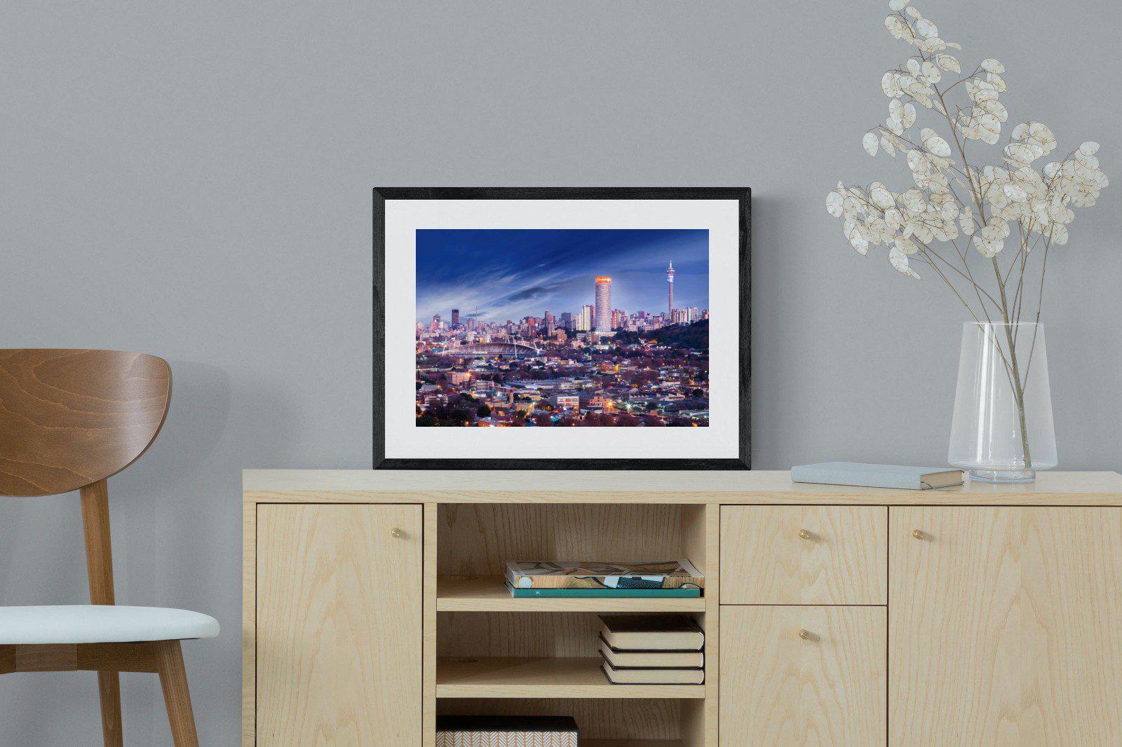 Johannesburg Panoramic-Wall_Art-60 x 45cm-Framed Print-Black-Pixalot