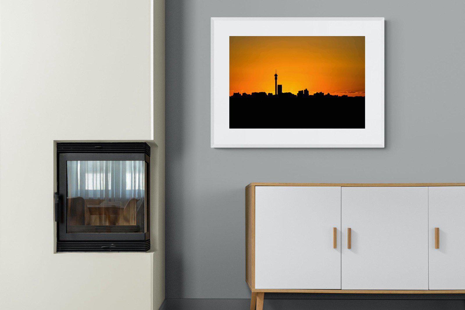 Johannesburg Silhouette-Wall_Art-100 x 75cm-Framed Print-White-Pixalot