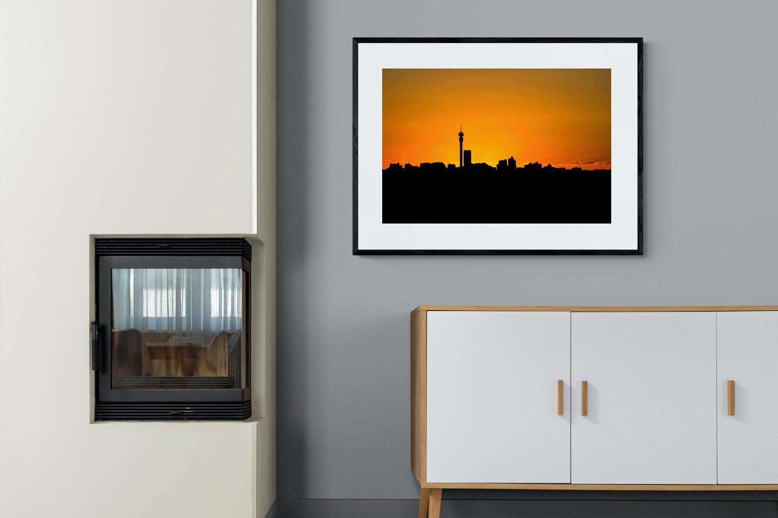 Johannesburg Silhouette-Wall_Art-100 x 75cm-Framed Print-Black-Pixalot